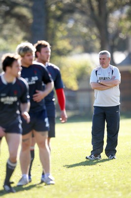05.06.08 Wales rugby in S.Africa... Wales coach Warren Gatland watches his players in training at Bishop School in Cape Town.   