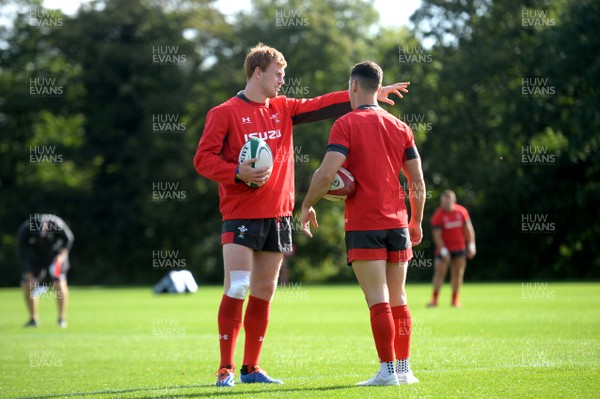 050919 - Wales Rugby Training - Rhys Patchell and Tomos Williams during training