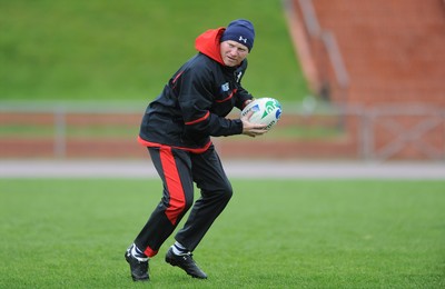 05.10.11 - Wales Rugby Training - Wales kicking coach Neil Jenkins during training. 