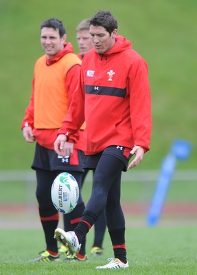 05.10.11 - Wales Rugby Training - James Hook and Stephen Jones(L) during training. 