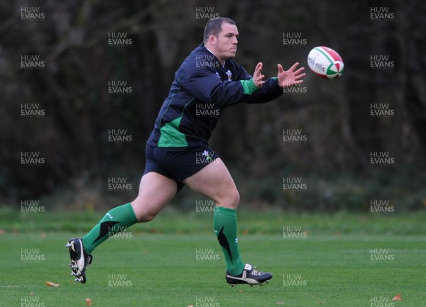 05.11.09 - Wales Rugby Training - Paul James in action during training. 
