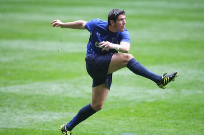 05.11.10 Wales rugby training... James Hook puts in a kick... 