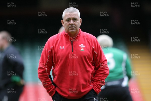 06.02.09 - Wales Rugby Training - Wales coach, Warren Gatland looks on during training 