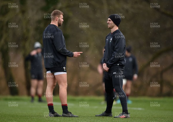 060218 - Wales Rugby Training - Ross Moriarty and George North during training