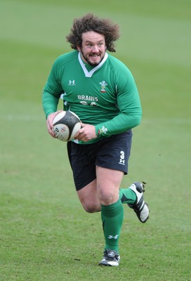 06.03.09 - Wales Rugby Training - Adam Jones in action during training. 