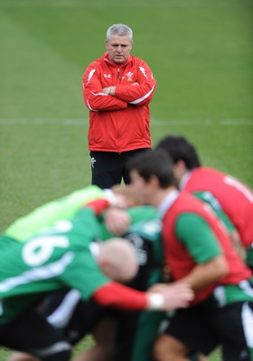 06.03.09 - Wales Rugby Training - Head coach, Warren Gatland looks on during training. 