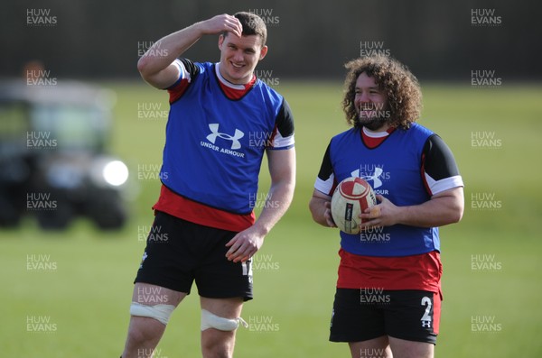 060312 - Wales Rugby Training -Ian Evans and Adam Jones during training