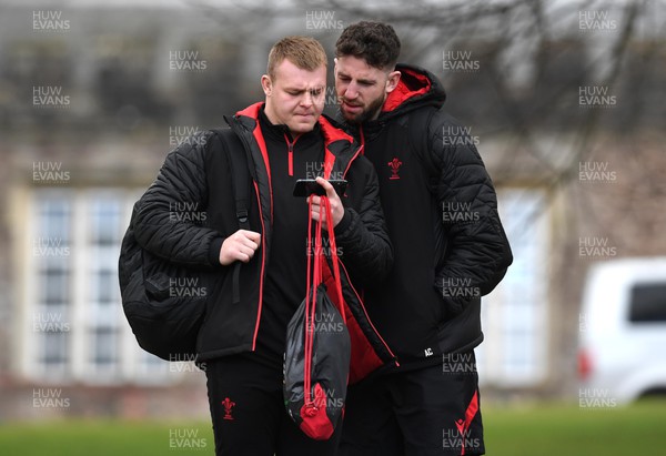 060322 - Wales Rugby Training - Dewi Lake and Alex Cuthbert watch their club the Ospreys play Zebre ahead of training