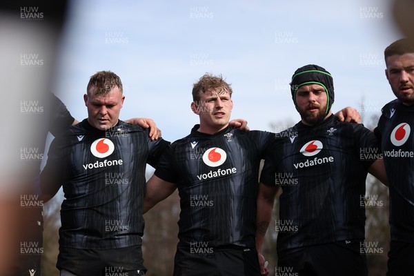 060325 - Wales Rugby Training ahead of their 6 Nations games against Scotland on the weekend - Dewi Lake, Jac Morgan and Nicky Smith during training