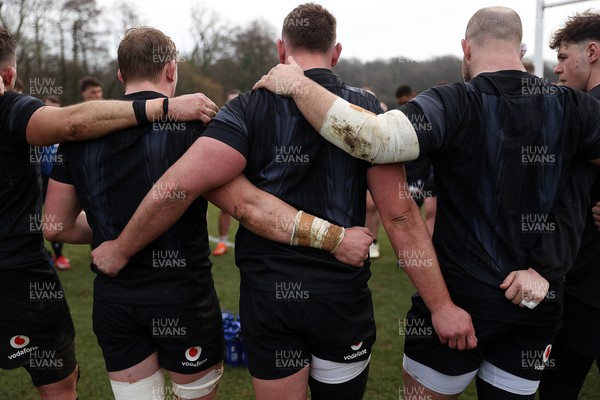 060325 - Wales Rugby Training ahead of their 6 Nations games against Scotland on the weekend - Wales team huddle 