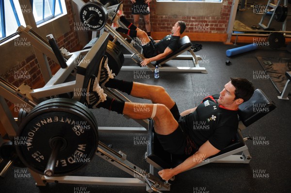 06.09.11 - Wales Rugby Training - James Hook during a weights session. 