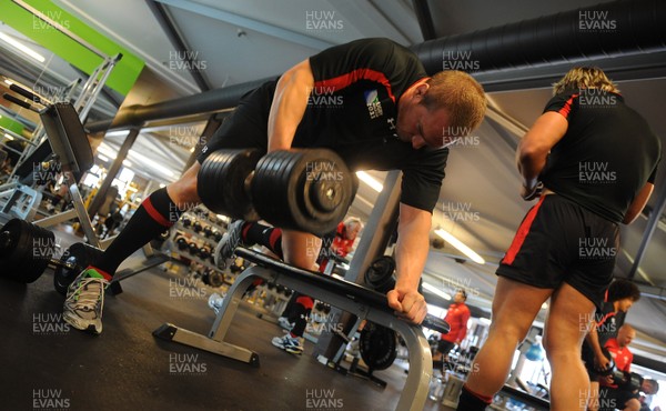 06.09.11 - Wales Rugby Training - Gethin Jenkins during a weights session. 