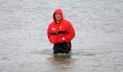 06.10.11 - Wales Rugby Training - Gethin Jenkins during a recovery session in the sea off Wellington waterfront. 