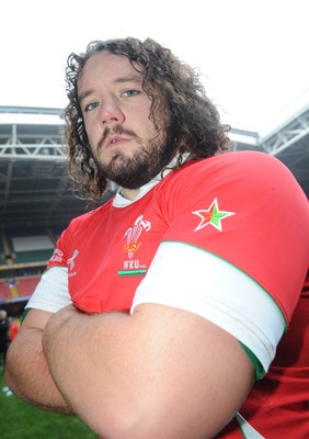 06.11.08 - WRU - Wales 50-cap man Adam Jones sporting the South African designed anti-racism STAR which will be worn on Saturday in the Prince William Cup clash between the two countries. 