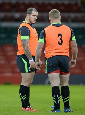 061114 - Wales Rugby Training -Paul James and Samson Lee during training