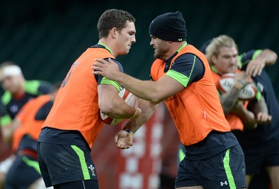 061114 - Wales Rugby Training -George North and Jamie Roberts during training