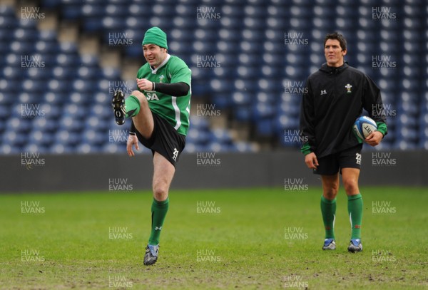 07.02.09 - Wales Rugby Training - Stephen Jones and James Hook in action during training. 