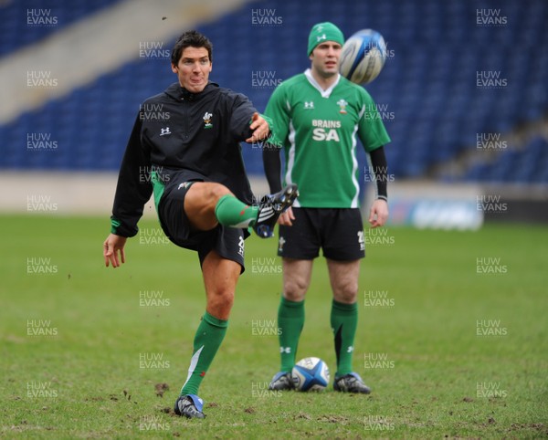 07.02.09 - Wales Rugby Training - James Hook and Stephen Jones in action during training. 
