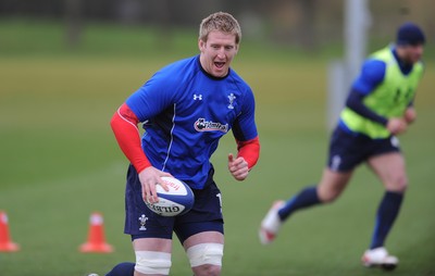 07.02.11 - Wales Rugby Training - Bradley Davies during training. 