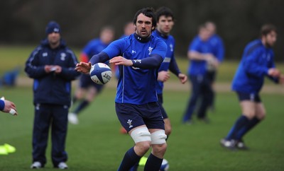 07.02.11 - Wales Rugby Training - Jonathan Thomas during training. 