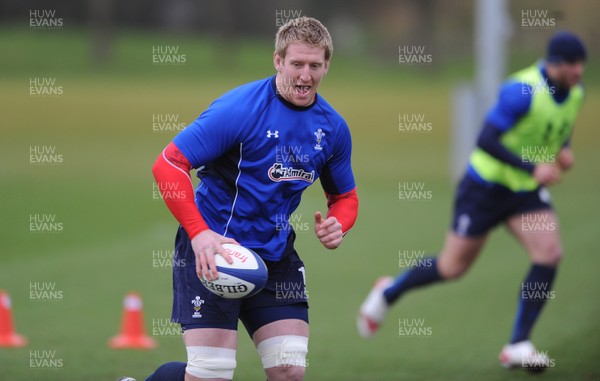 07.02.11 - Wales Rugby Training - Bradley Davies during training. 