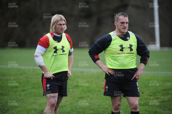 070213 - Wales Rugby Training -Richard Hibbard and Gethin Jenkins during training