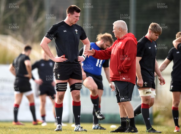 070219 - Wales Rugby Training - Adam Beard and Warren Gatland during training