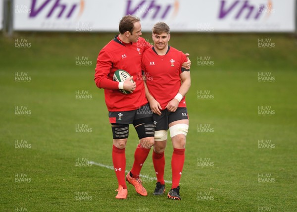 070220 - Wales Rugby Training - Alun Wyn Jones and Aaron Wainwright