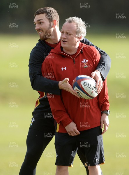 070316 - Wales Rugby Training -George North and Paul 'Bobby' Stridgeon during training