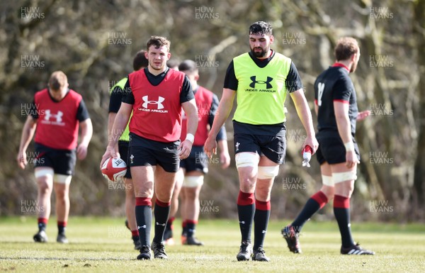 070318 - Wales Rugby Training - Elliot Dee and Cory Hill during training