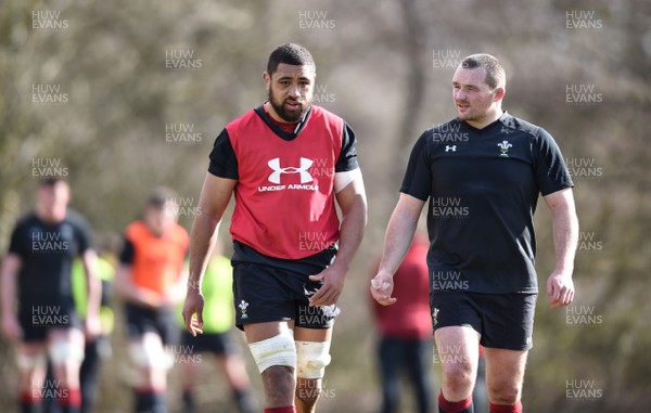 070318 - Wales Rugby Training - Taulupe Faletau and Ken Owens during training