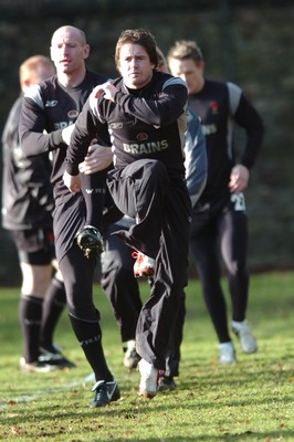 080206  Wales rugby training,Cardiff - Shane Williams with Gareth Thomas close behind   