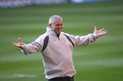 08.02.08 Wales rugby training,Millennium Stadium. Wales Coach Warren Gatland all smiles during training. 