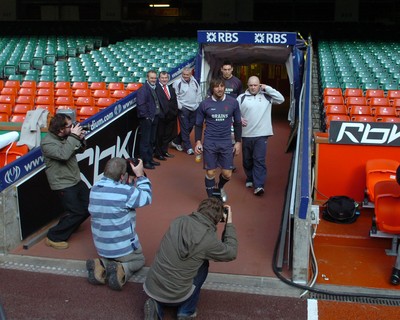 08.02.08 Wales rugby training,Millennium Stadium... Wales Gavin Henson arrives for training. 