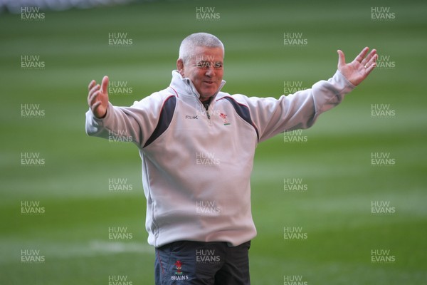 08.02.08 Wales rugby training,Millennium Stadium. Wales Coach Warren Gatland all smiles during training. 