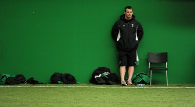 08.02.10 - Wales Rugby Training - Matthew Rees looks on during training. 