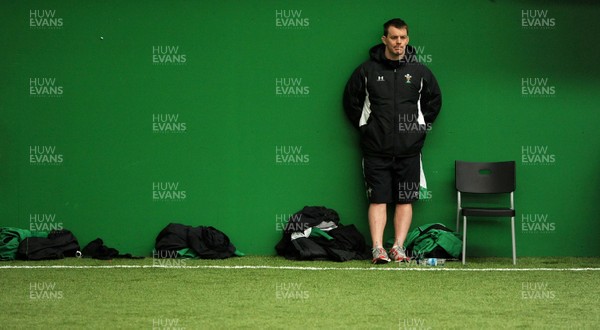 08.02.10 - Wales Rugby Training - Matthew Rees looks on during training. 