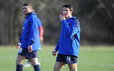 08.02.11 - Wales Rugby Training - Jamie Roberts(L) and James Hook during training. 