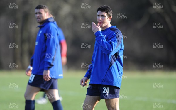08.02.11 - Wales Rugby Training - Jamie Roberts(L) and James Hook during training. 