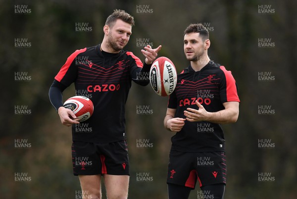 080222 - Wales Rugby Training - Dan Biggar and Tomos Williams during training