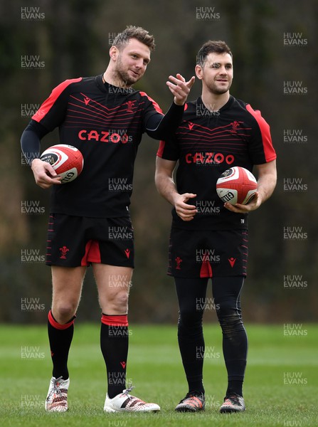 080222 - Wales Rugby Training - Dan Biggar and Tomos Williams during training