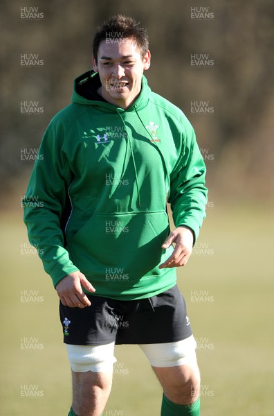 08.03.10 - Wales Rugby Training - Gareth Delve in action during training. 