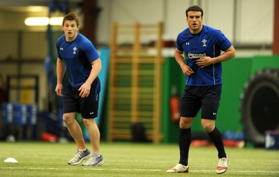 08.03.11 - Wales Rugby Training - Jonathan Davies and Jamie Roberts during training. 