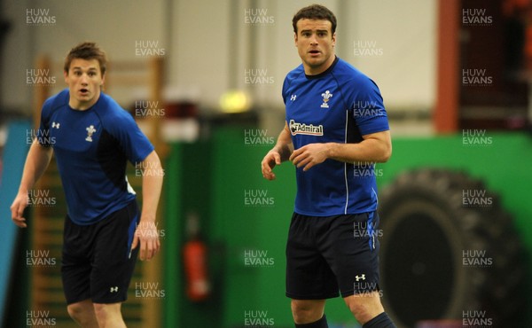 08.03.11 - Wales Rugby Training - Jonathan Davies and Jamie Roberts during training. 