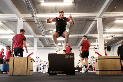 080324 - Wales Rugby Gym Session before their 6 Nations game against France - Taine Basham during training