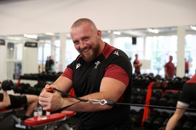 080324 - Wales Rugby Gym Session before their 6 Nations game against France - Dillon Lewis during training