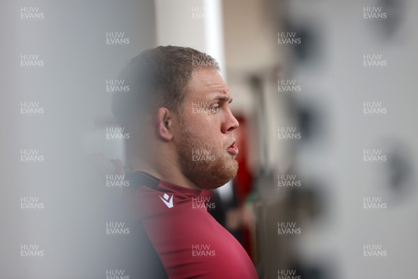 080324 - Wales Rugby Gym Session before their 6 Nations game against France - Corey Domachowski during training