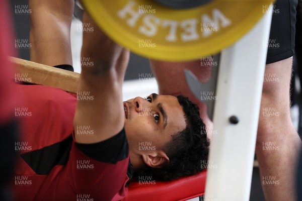 080324 - Wales Rugby Gym Session before their 6 Nations game against France - Mackenzie Martin during training