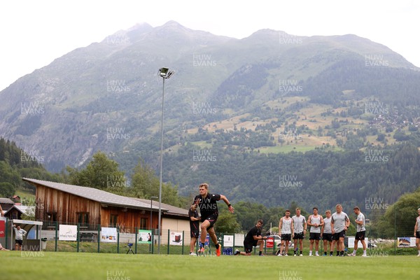 080723 - Wales Rugby World Cup Training camp in Fiesch, Switzerland - Taine Plumtree during training