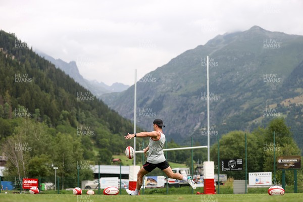 080723 - Wales Rugby World Cup Training camp in Fiesch, Switzerland - Kieran Hardy during training